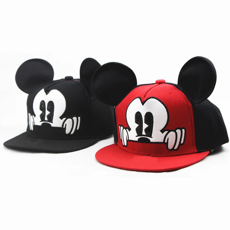 Disney Mickey Mouse Hat Cartoon Cute Big Ear Embroidered Baseball Hat Boys Girls Hip Hop Breathable Cap Adjustable Birthday Gift