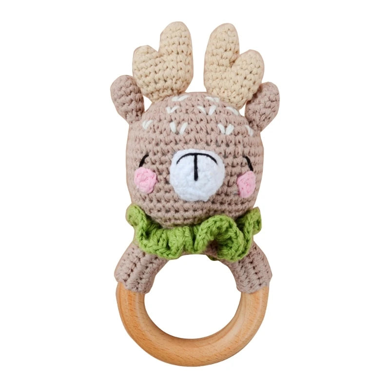 Newborn Gift Set 1 Pack Baby Rattle Toy/3pcs/set Pacifier Clip with Crochet Teether Suitable for 0-12 months Babies Dropship