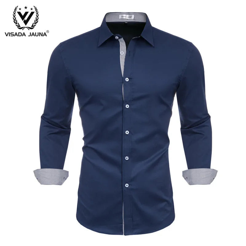 VISADA JUANA 2019 Mens Long Sleeve Dress Shirt High-quality Male Casual Tops Button Down Shirts Y73