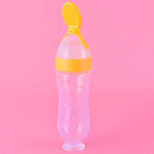 Baby Silicone Squeezing Feeding Bottle Newborn Baby Training Spoon Supplement Milk Feeder Safe Useful Tableware for Kids
