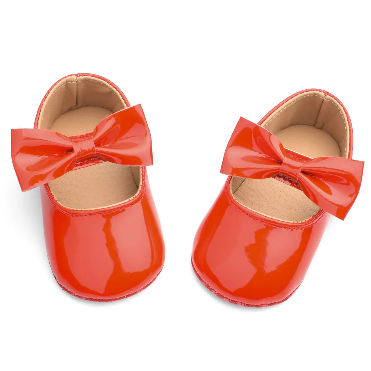 New Newborn Baby Girls Shoes Patent Leather Buckle First Walkers with Bow Red Black Pink White Soft Soled Non-slip Crib Shoes